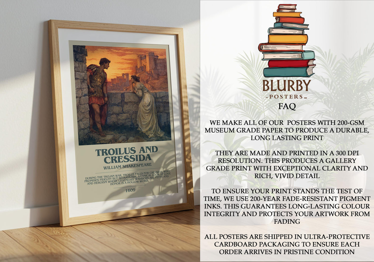 Troilus and Cressida by William Shakespeare | Book Poster | Literary Art Gift For Book Lover | Novel Inspired Wall Art | Free Delivery