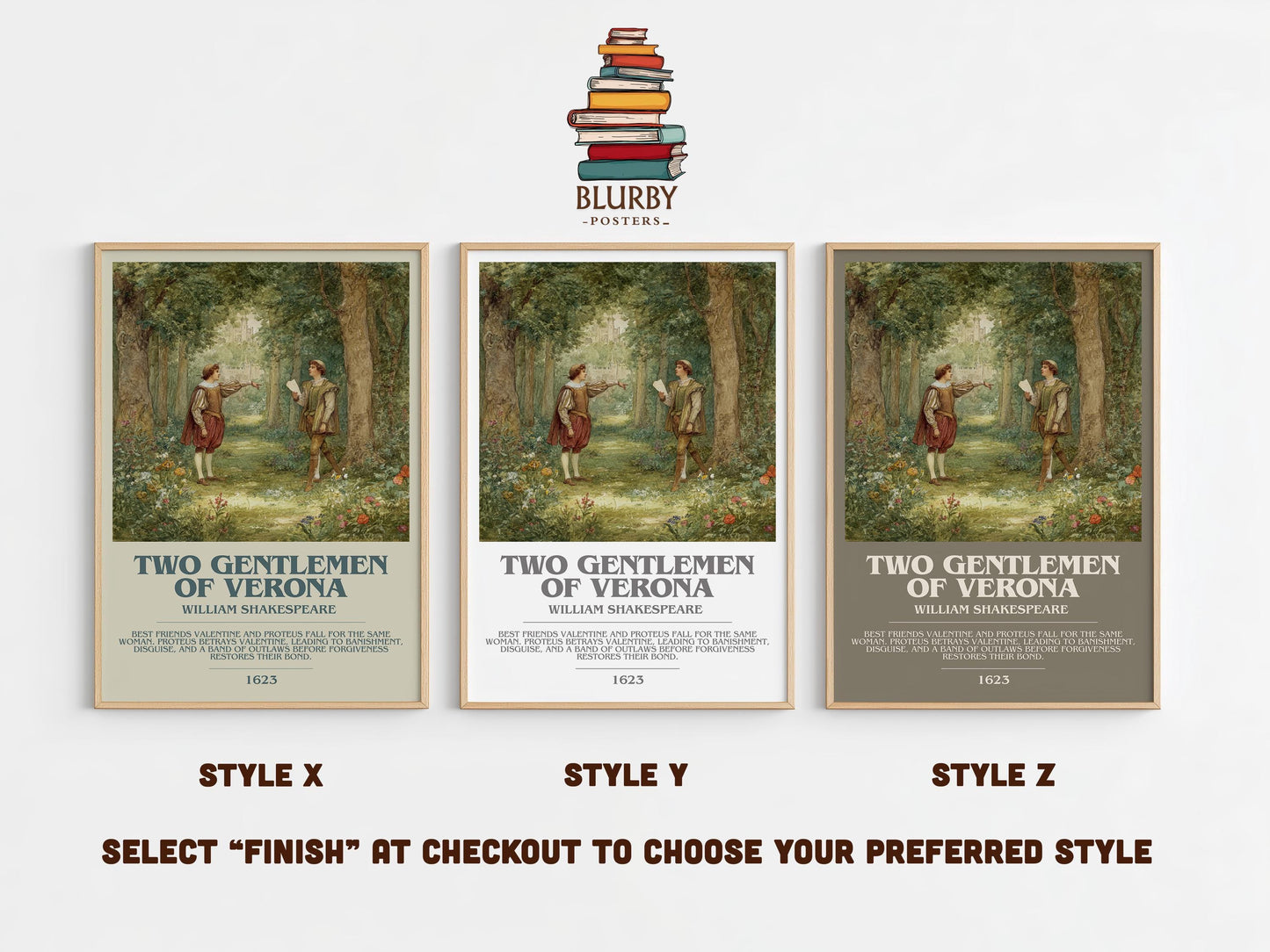 Two Gentlemen of Verona by William Shakespeare | Book Poster | Literary Art Gift For Book Lover | Novel Inspired Wall Art | Free Delivery