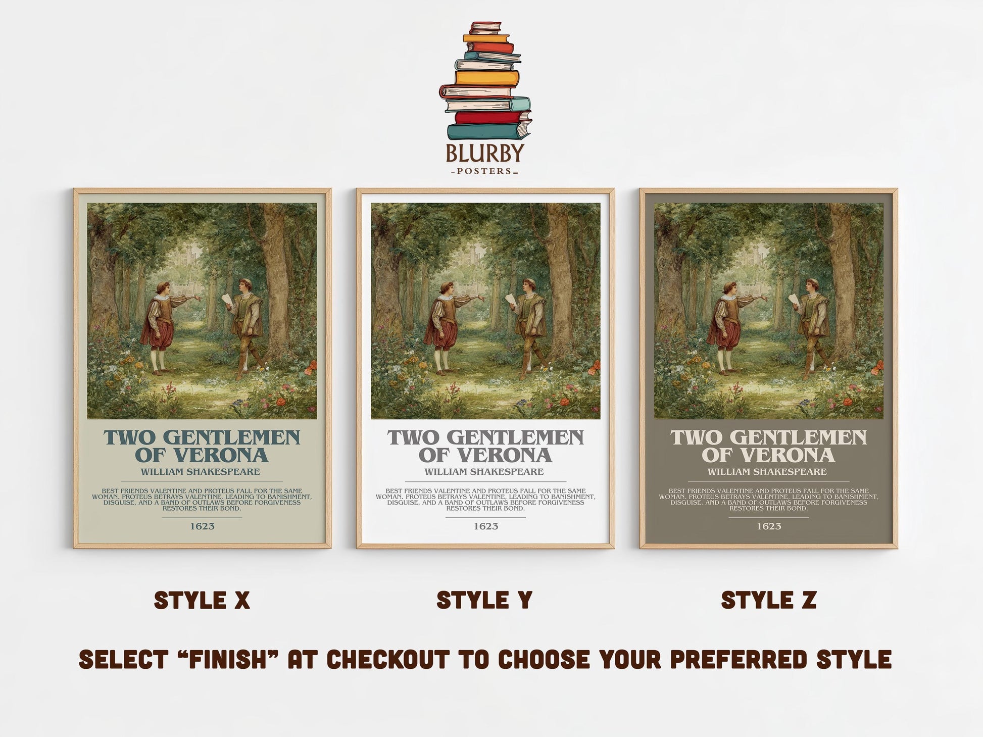 Two Gentlemen of Verona by William Shakespeare | Book Poster | Literary Art Gift For Book Lover | Novel Inspired Wall Art | Free Delivery