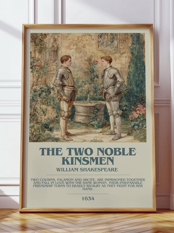 The Two Noble Kinsmen bookish print in frame leaning in hallway – classic literature wall art