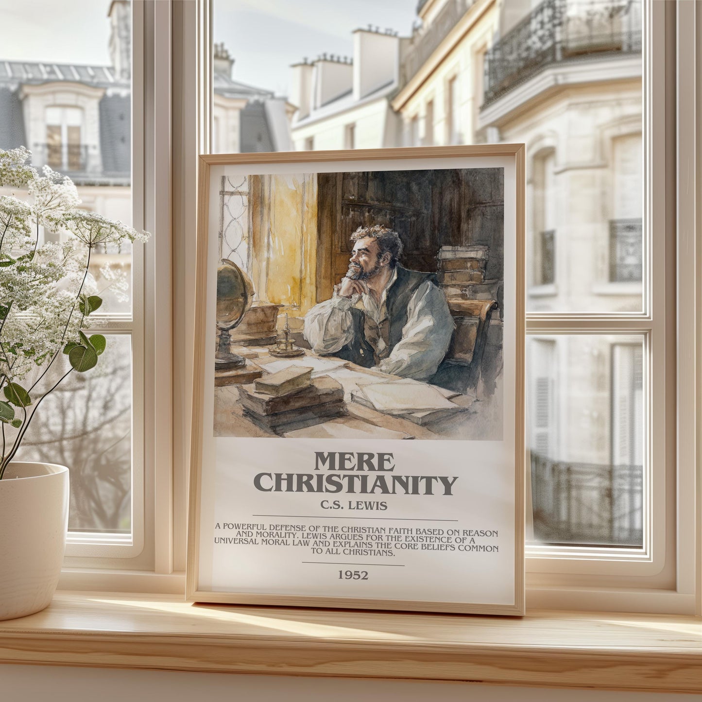 Mere Christianity by C.S. Lewis | Book Poster | Literary Art Gift For Book Lover | Novel Inspired Wall Art | Free Delivery