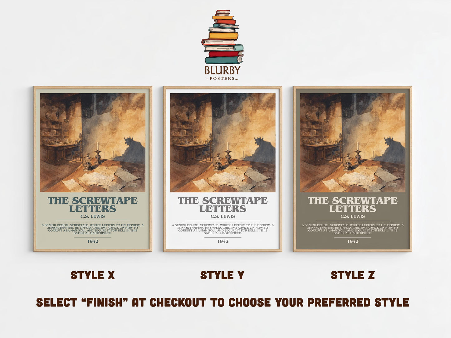 The Screwtape Letters by C.S. Lewis | Book Poster | Literary Art Gift For Book Lover | Novel Inspired Wall Art | Free Delivery