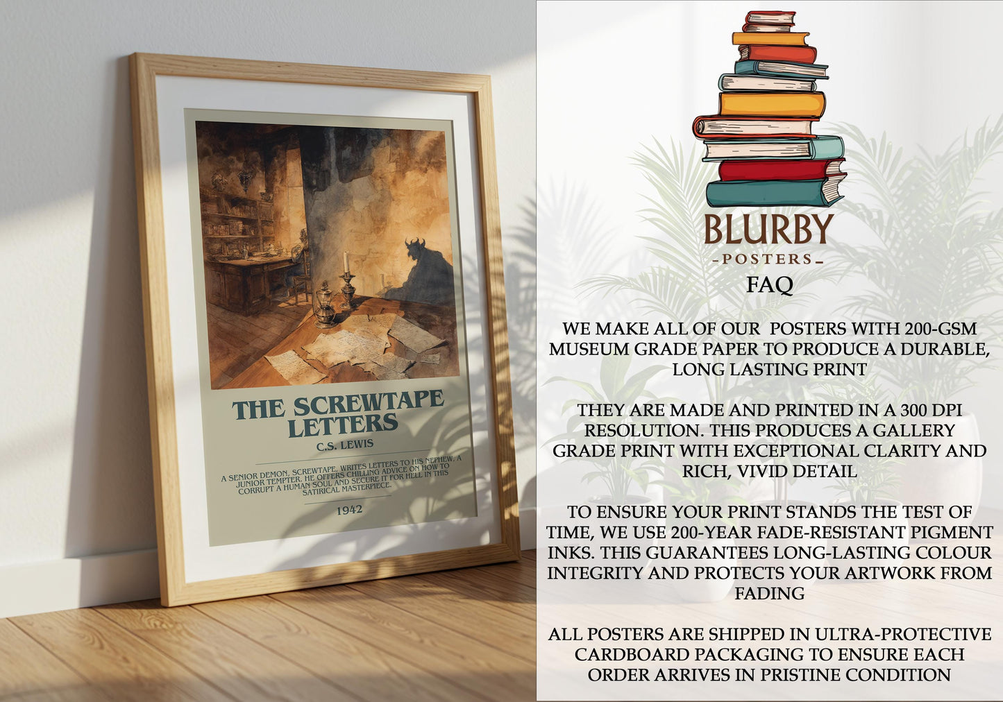 The Screwtape Letters by C.S. Lewis | Book Poster | Literary Art Gift For Book Lover | Novel Inspired Wall Art | Free Delivery