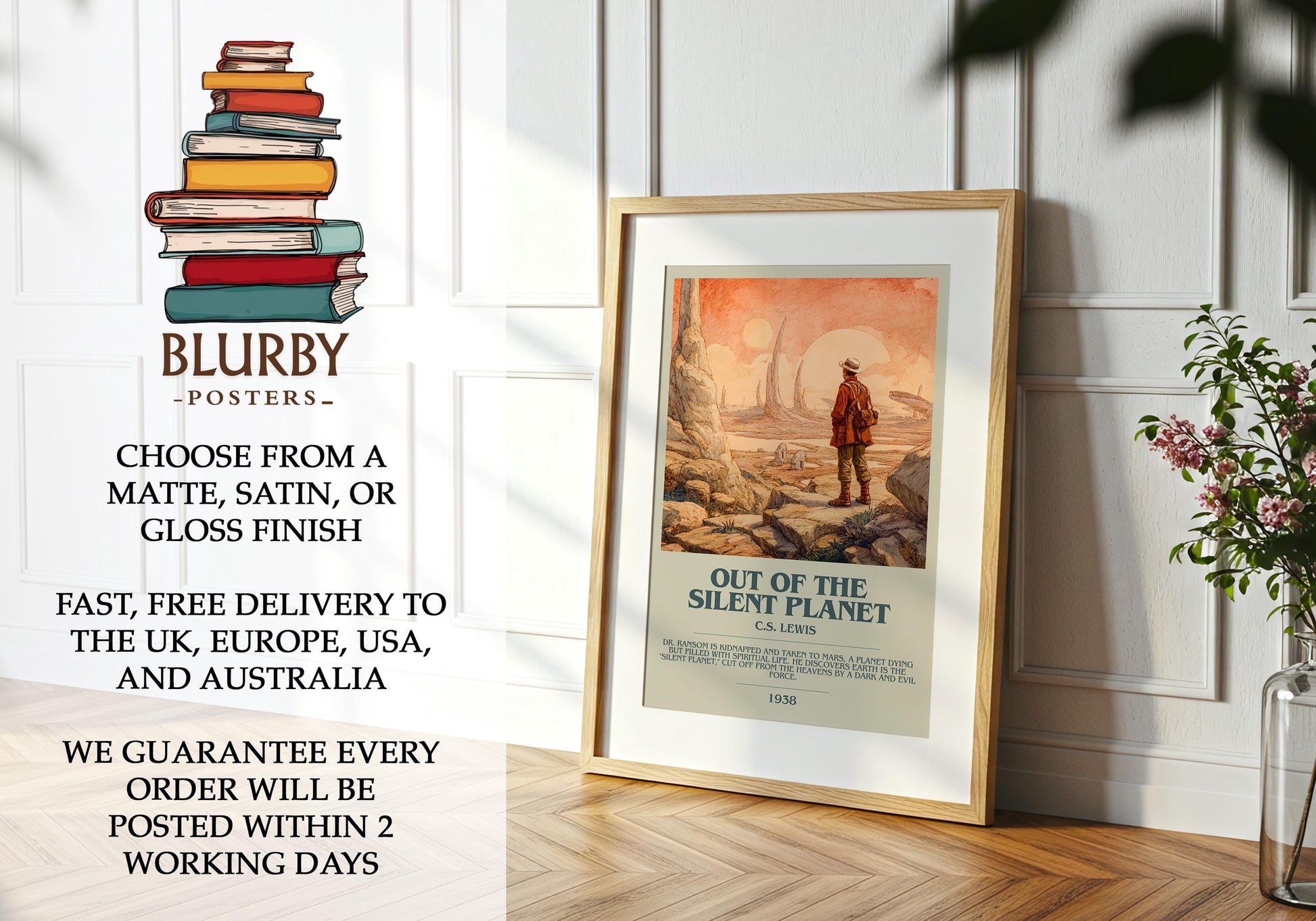 Out of the Silent Planet by C.S. Lewis | Book Poster | Literary Art Gift For Book Lover | Novel Inspired Wall Art | Free Delivery