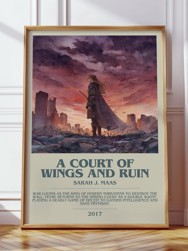 A Court of Wings and Ruin bookish print in frame leaning in hallway – fantasy wall art