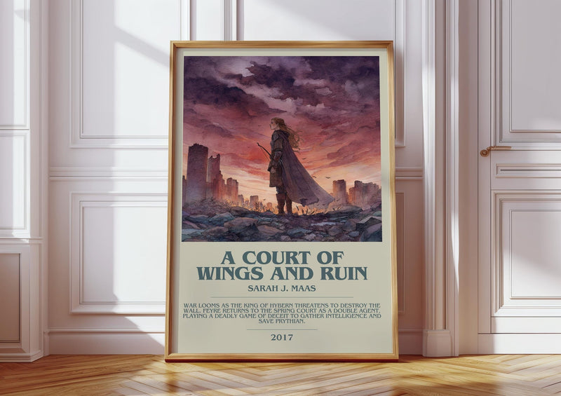 A Court of Wings and Ruin bookish print in frame leaning in hallway – fantasy wall art