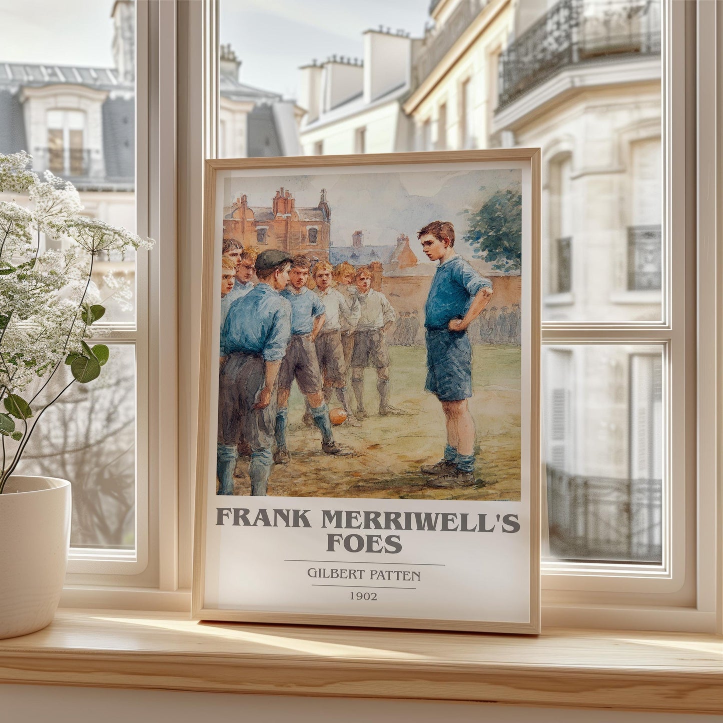 Frank Merriwell's Foes book cover print framed by window – literary home decor