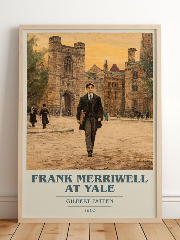 Frank Merriwell At Yale book cover print in frame leaning in hallway – adventure wall art