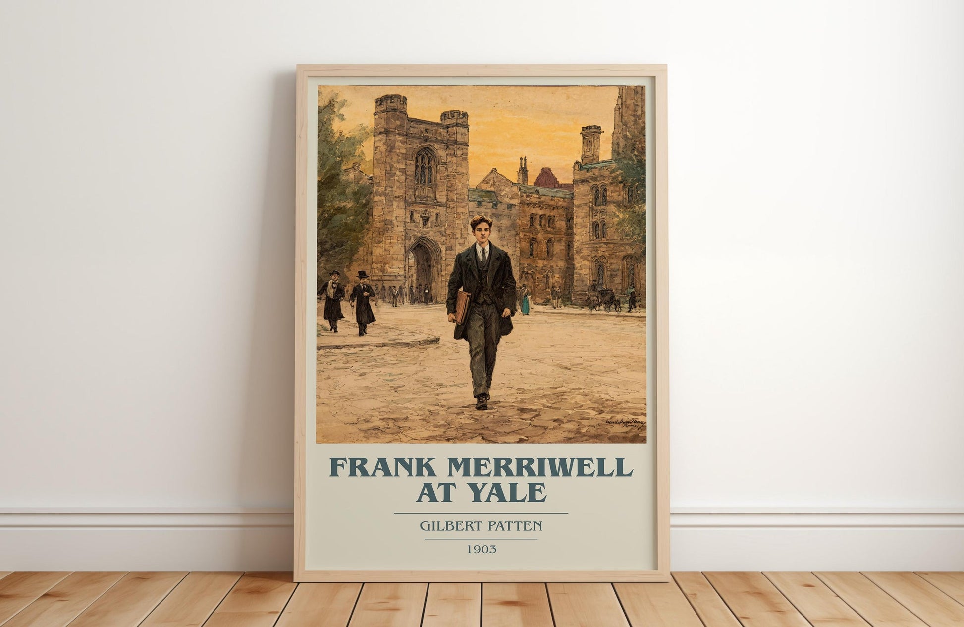 Frank Merriwell At Yale book cover print in frame leaning in hallway – adventure wall art