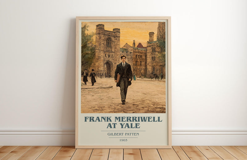 Frank Merriwell At Yale book cover print in frame leaning in hallway – adventure wall art