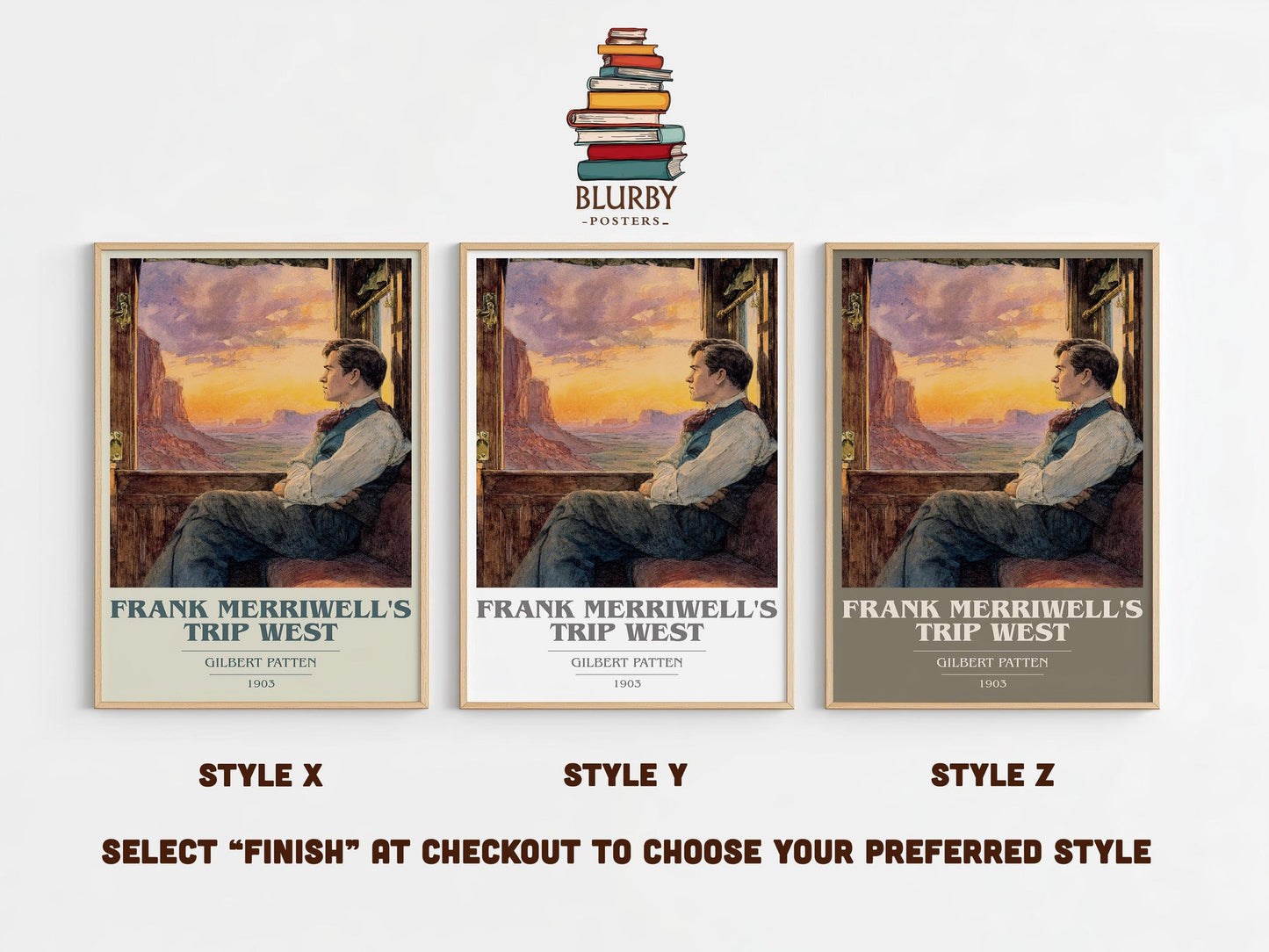 Frank Merriwell's Trip West book cover poster colour and style options – Gilbert Patten book art