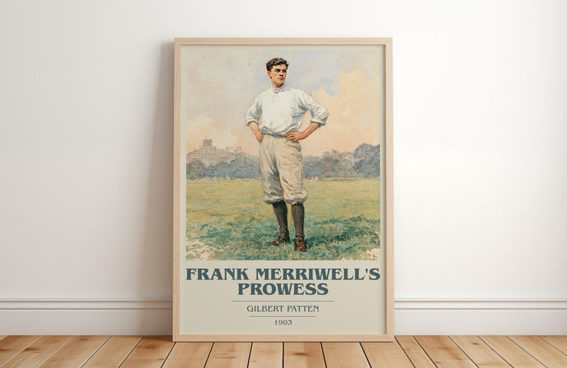Frank Merriwell's Prowess book cover print in frame leaning in hallway – adventure wall art