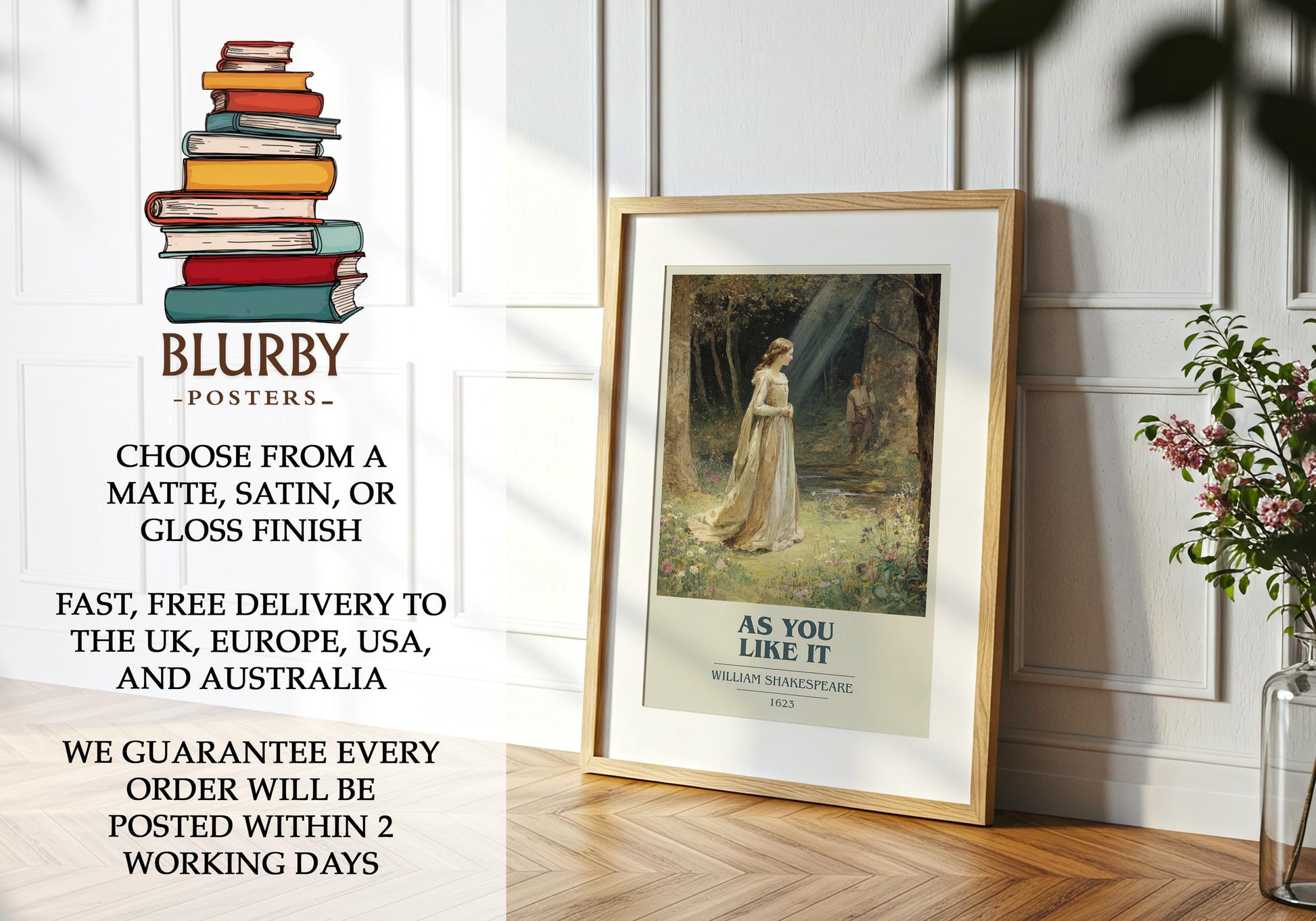 As You Like It by William Shakespeare | Book Poster | Literary Art Gift For Book Lover | Novel Inspired Wall Art | Free Delivery