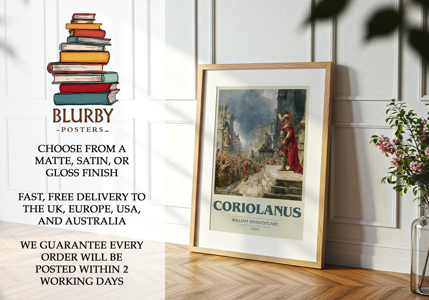 Coriolanus by William Shakespeare | Book Poster | Literary Art Gift For Book Lover | Novel Inspired Wall Art | Free Delivery
