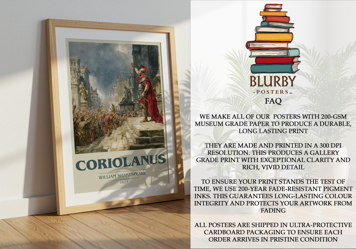 Coriolanus by William Shakespeare | Book Poster | Literary Art Gift For Book Lover | Novel Inspired Wall Art | Free Delivery