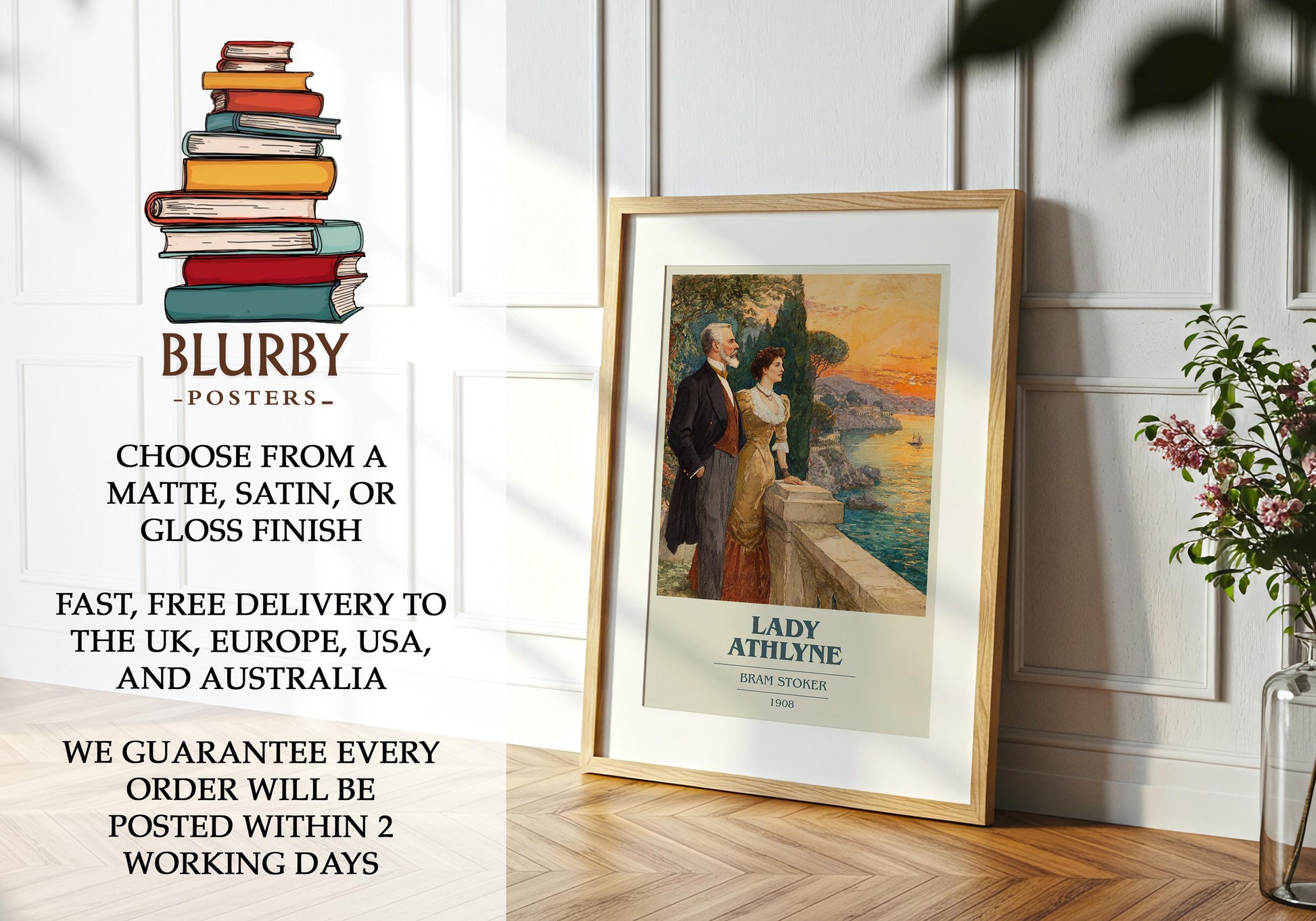 Lady Athlyne by Bram Stoker | Book Poster | Literary Art Gift For Book Lover | Novel Inspired Wall Art