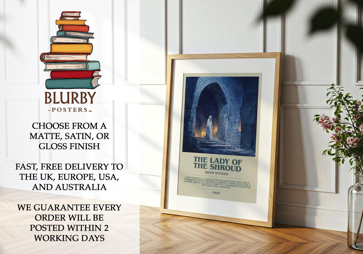The Lady of the Shroud by Bram Stoker | Book Poster | Literary Art Gift For Book Lover | Novel Inspired Wall Art | Free Delivery