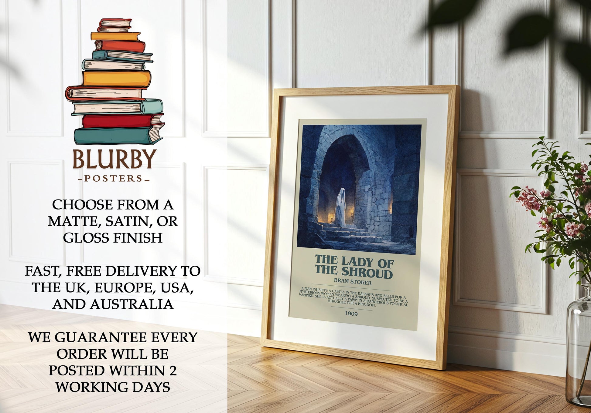 The Lady of the Shroud by Bram Stoker | Book Poster | Literary Art Gift For Book Lover | Novel Inspired Wall Art | Free Delivery