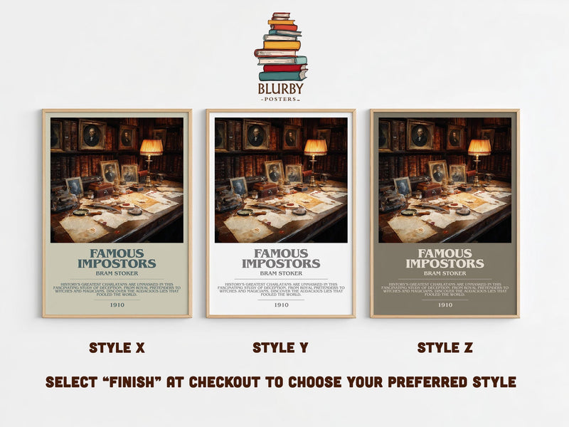 Famous Impostors bookish poster colour and style options – Bram Stoker book art
