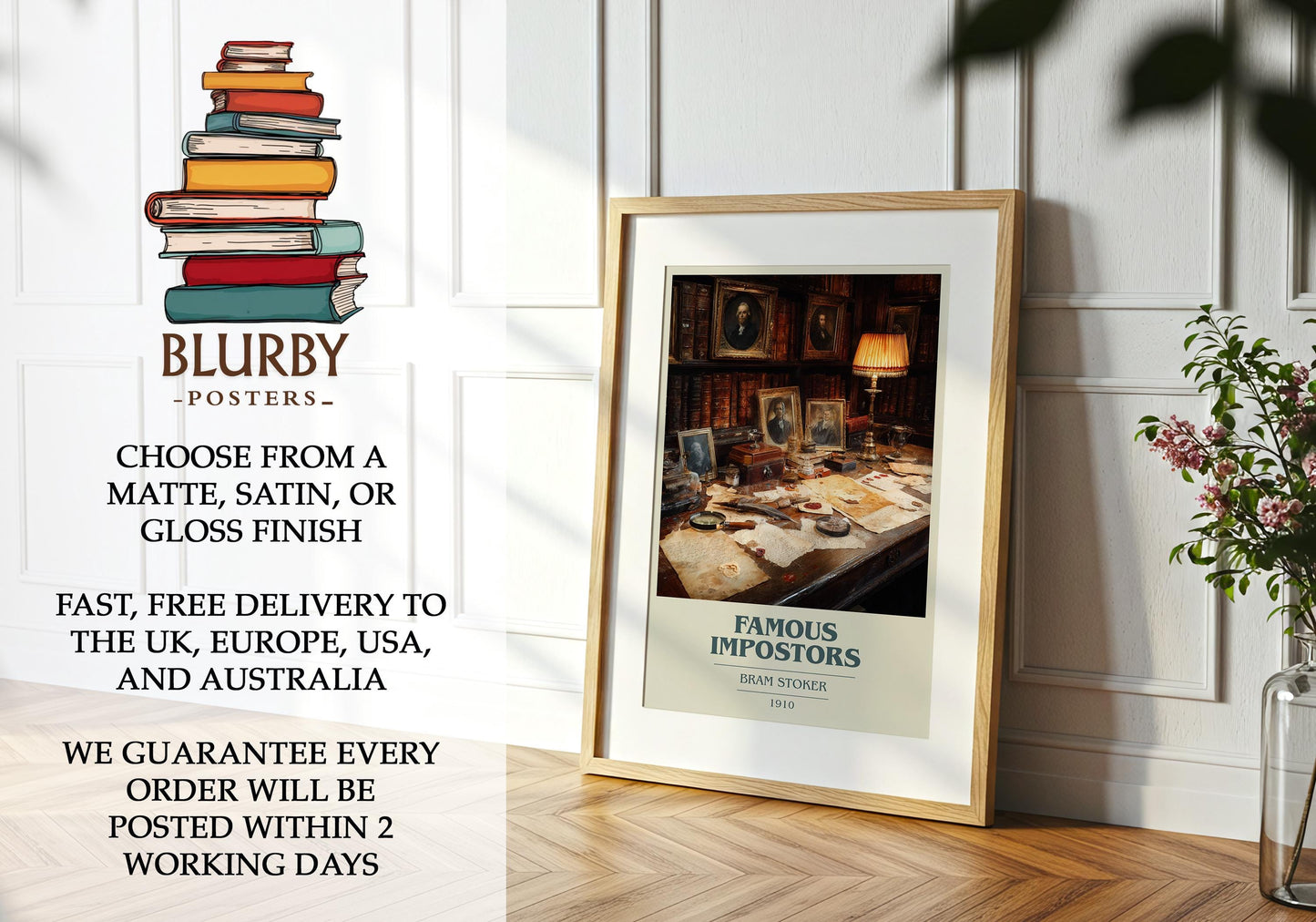 Famous Impostors by Bram Stoker | Book Poster | Literary Art Gift For Book Lover | Novel Inspired Wall Art | Free Delivery