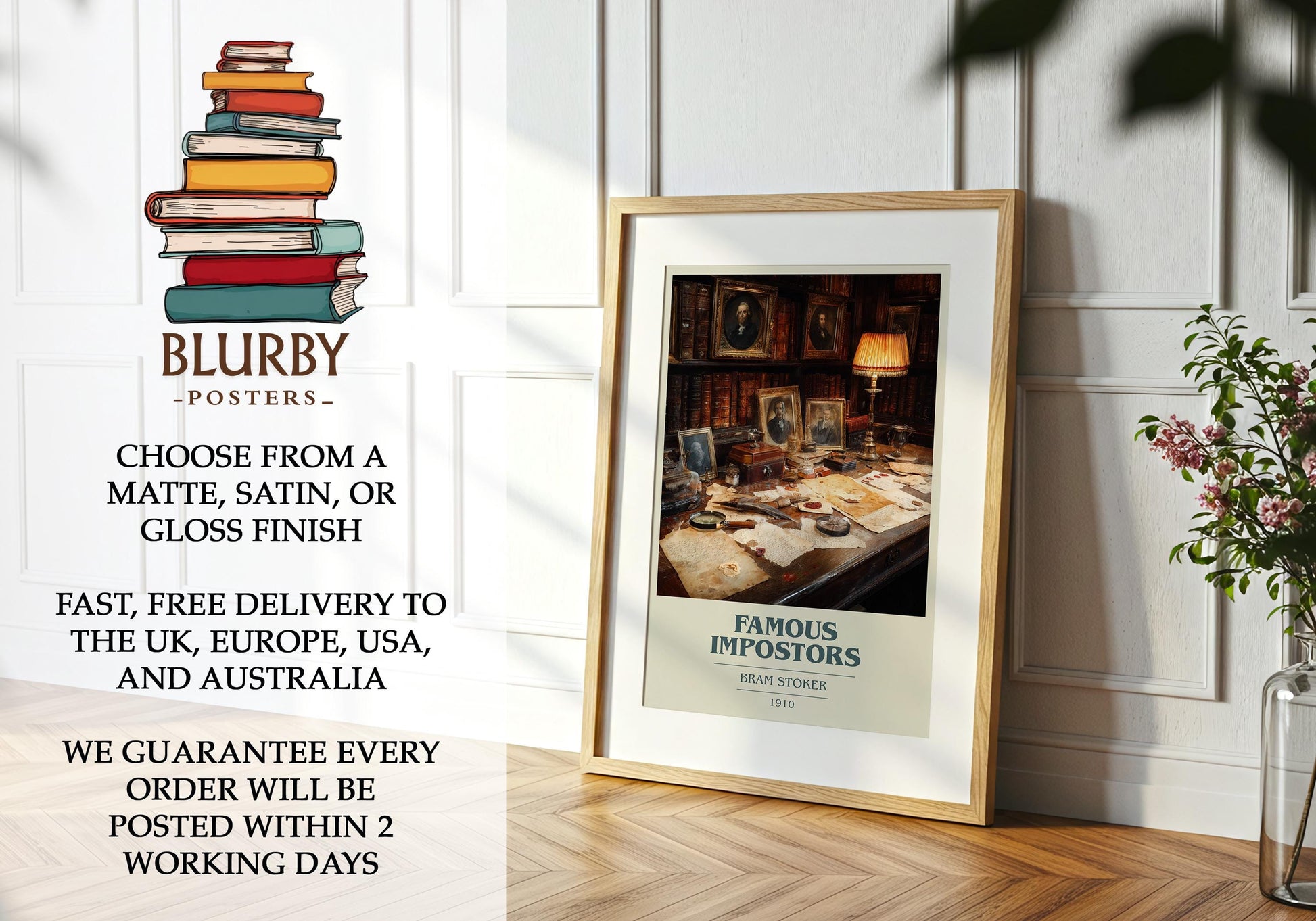 Famous Impostors by Bram Stoker | Book Poster | Literary Art Gift For Book Lover | Novel Inspired Wall Art | Free Delivery