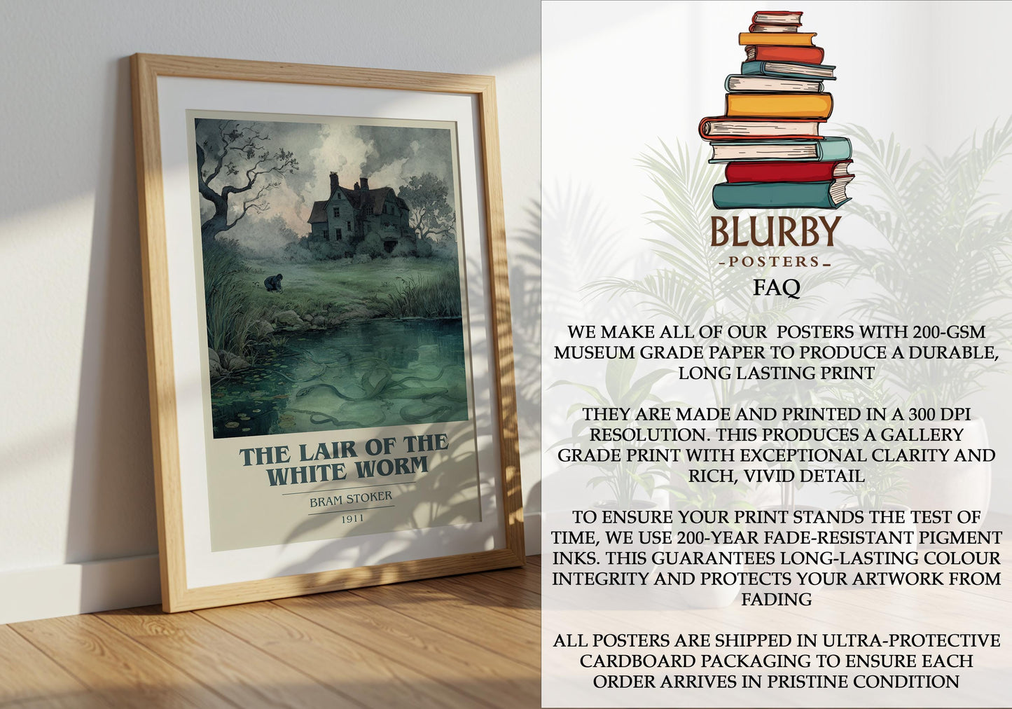 The Lair of the White Worm by Bram Stoker | Book Poster | Literary Art Gift For Book Lover | Novel Inspired Wall Art | Free Delivery