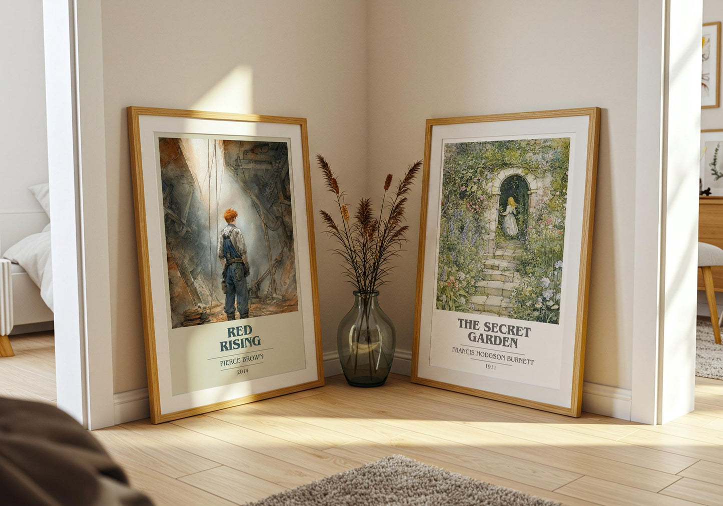 Red Rising book cover poster paired in gallery wall – literary art prints