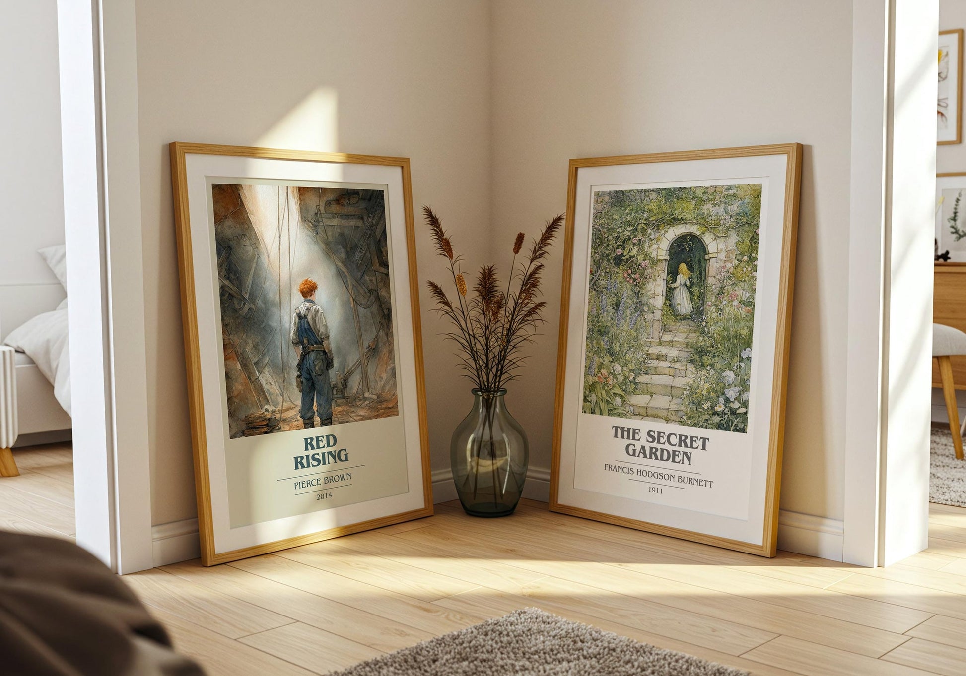 Red Rising book cover poster paired in gallery wall – literary art prints