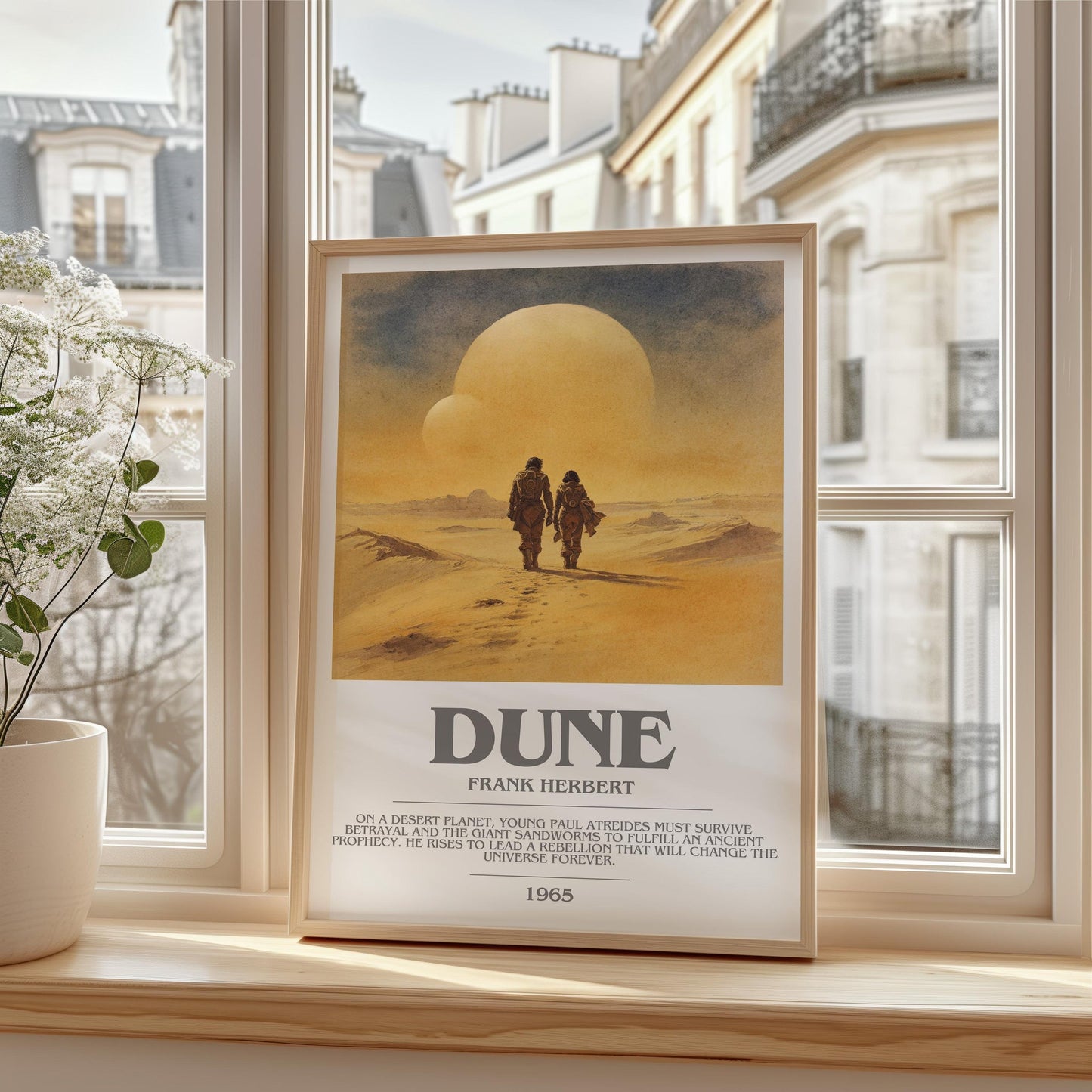 Dune bookish print framed by window – literary home decor
