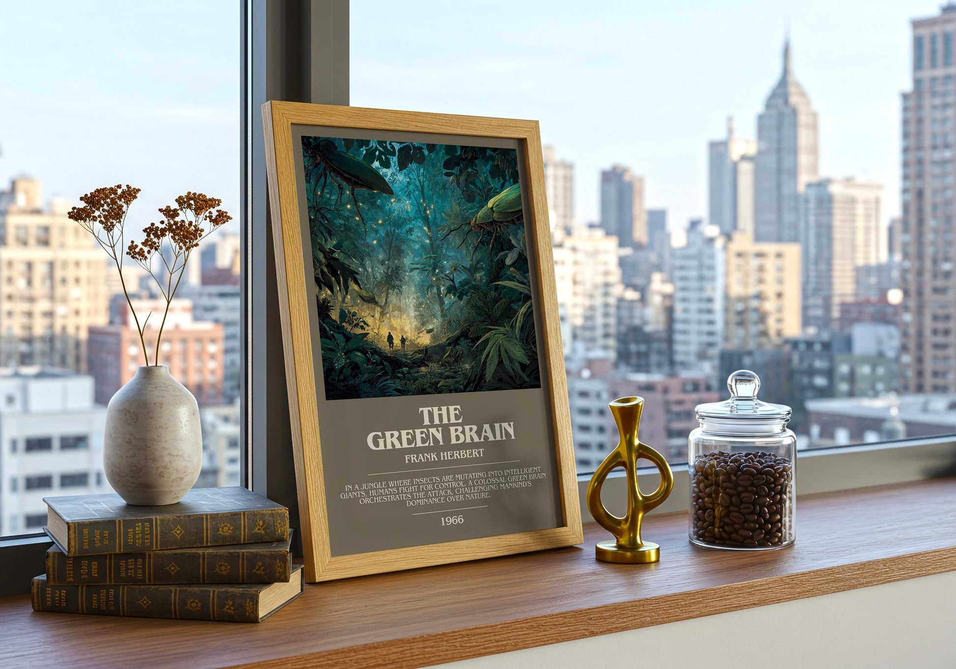 The Green Brain bookish book poster framed on wall – sci fi wall art