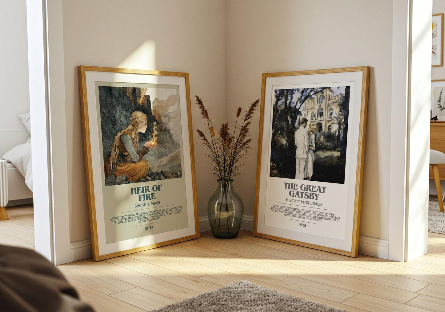 Heir of Fire bookish poster paired in gallery wall – literary art prints
