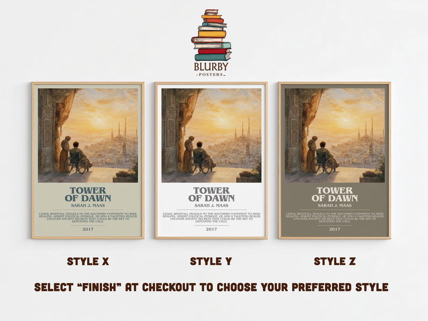 Tower of Dawn bookish poster colour and style options – Sarah J. Maas book art