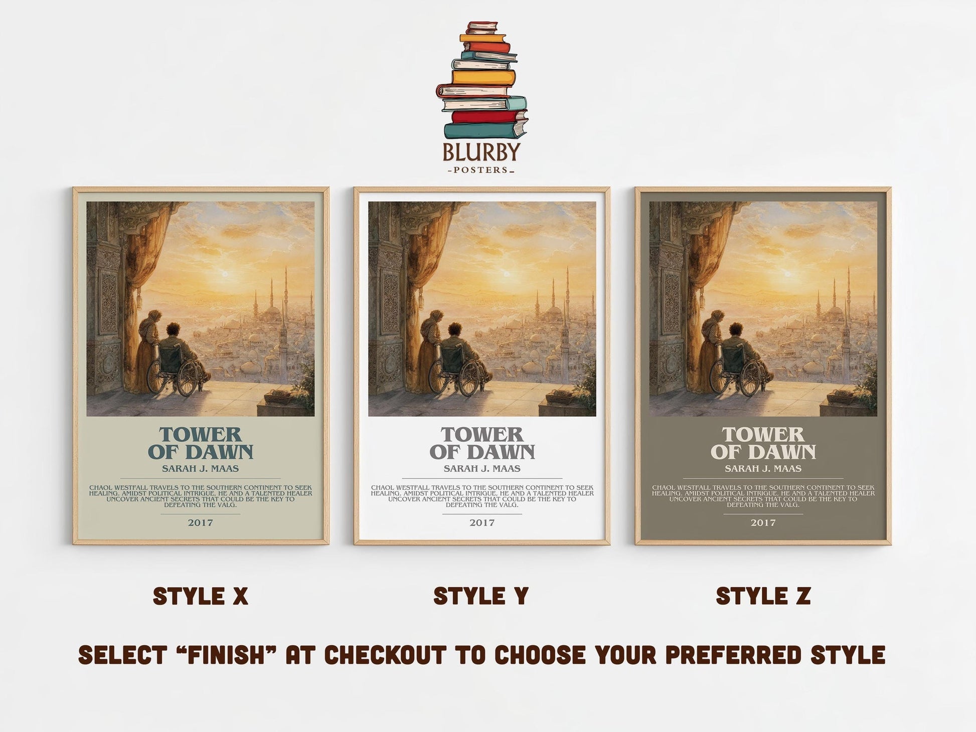 Tower of Dawn bookish poster colour and style options – Sarah J. Maas book art