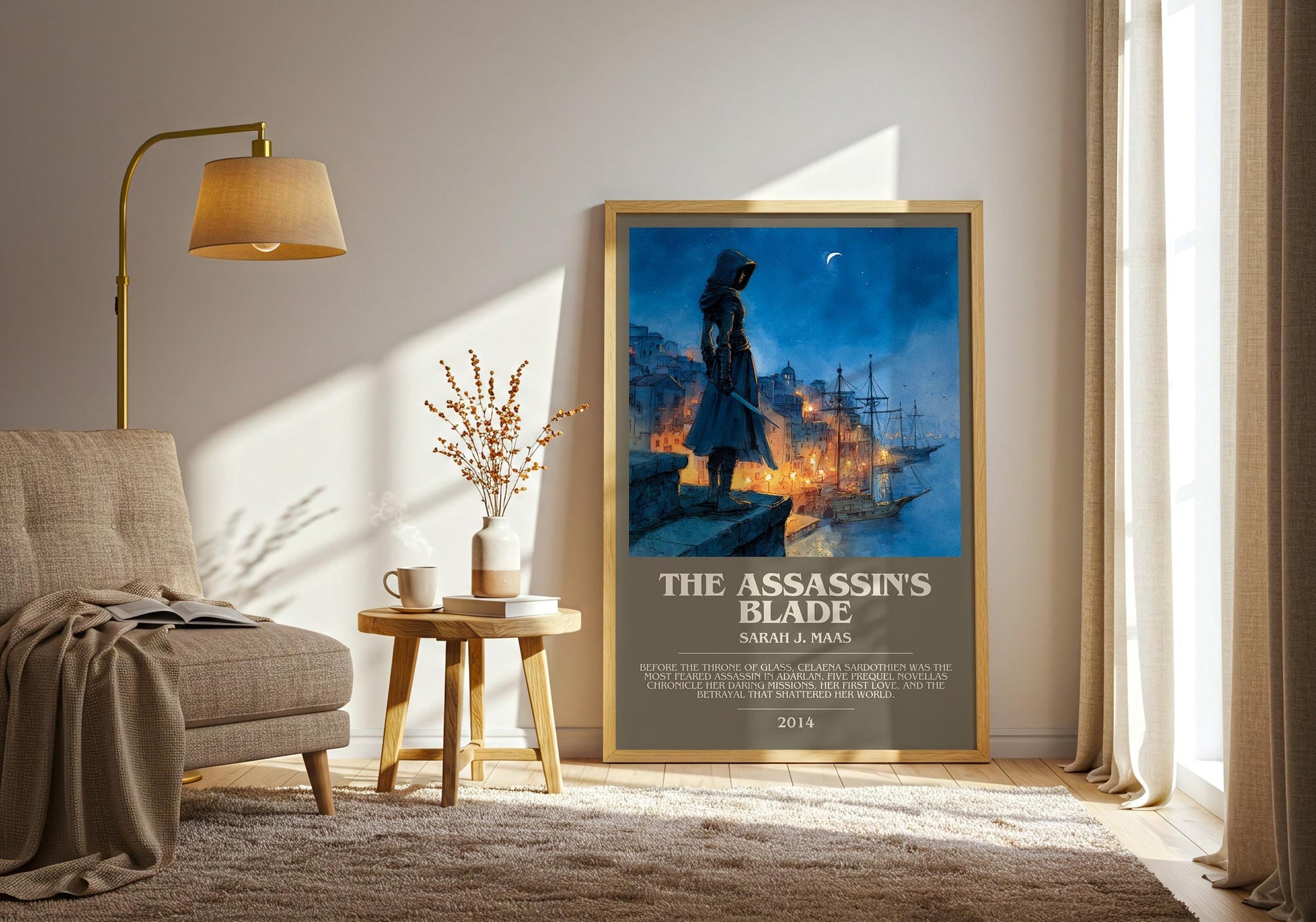 The Assassin's Blade bookish print on bookshelf – Sarah J. Maas fan gift