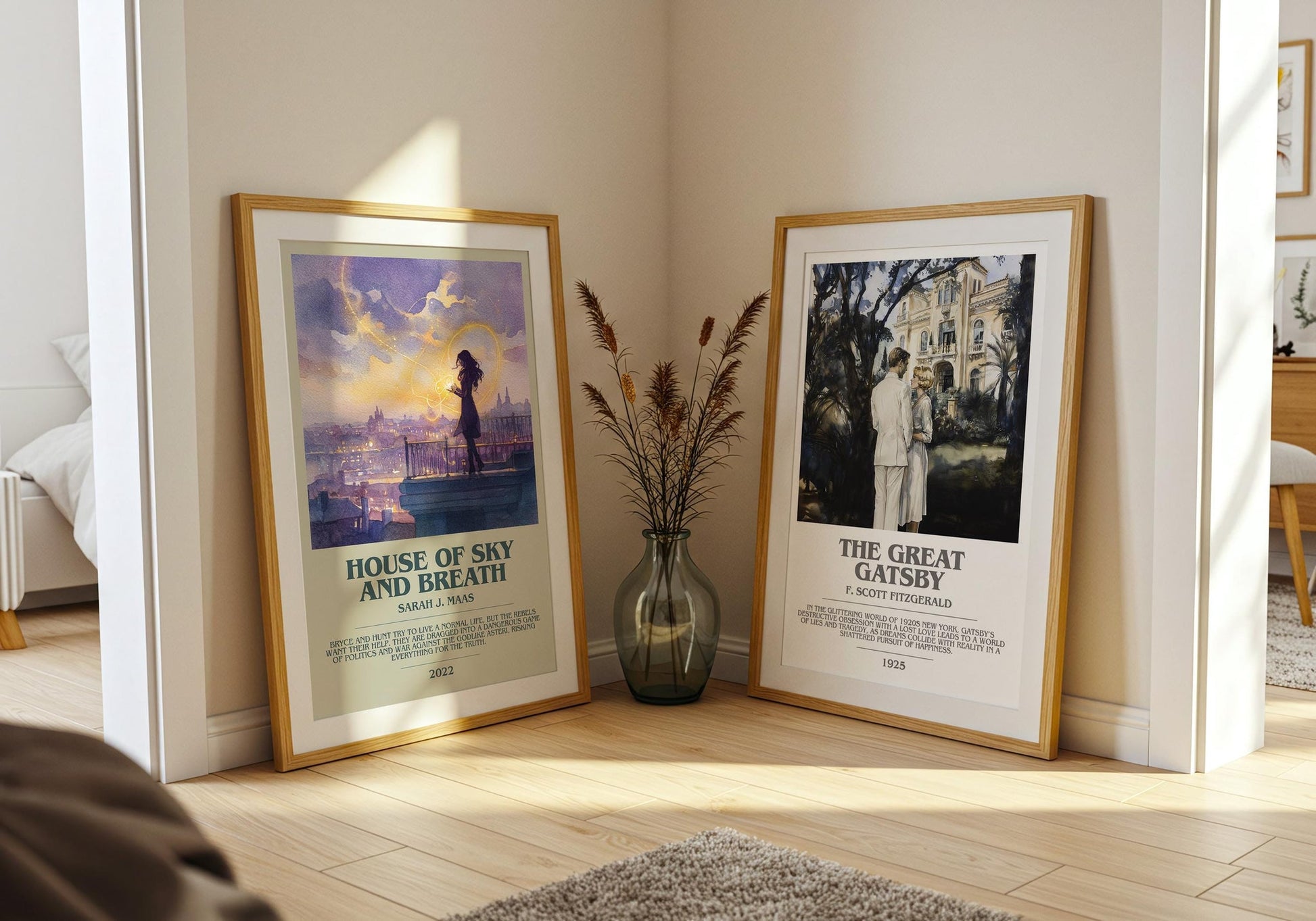 House of Sky and Breath bookish poster paired in gallery wall – literary art prints