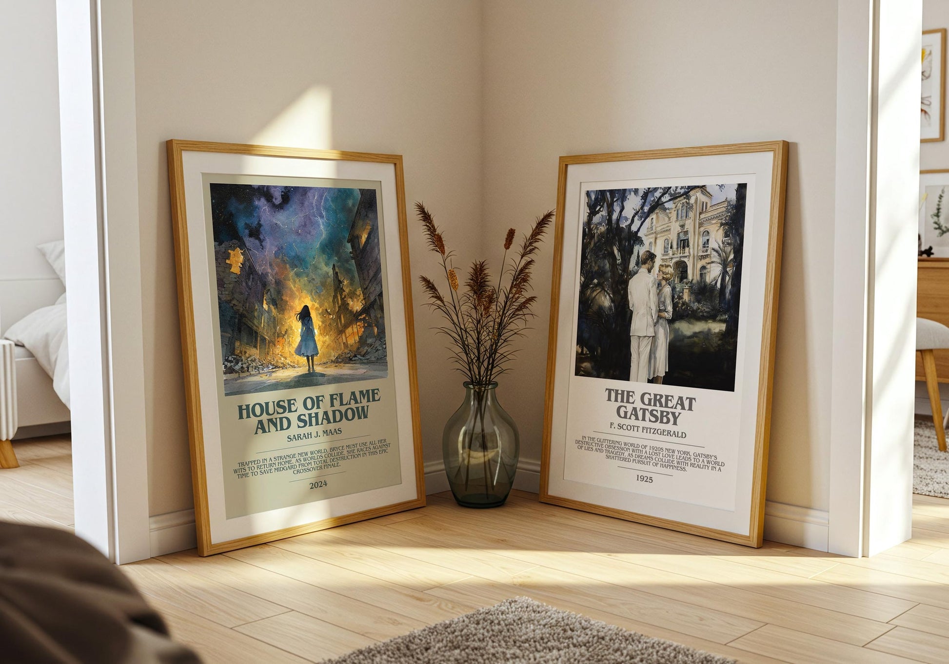 House Of Flame And Shadow bookish poster paired in gallery wall – literary art prints
