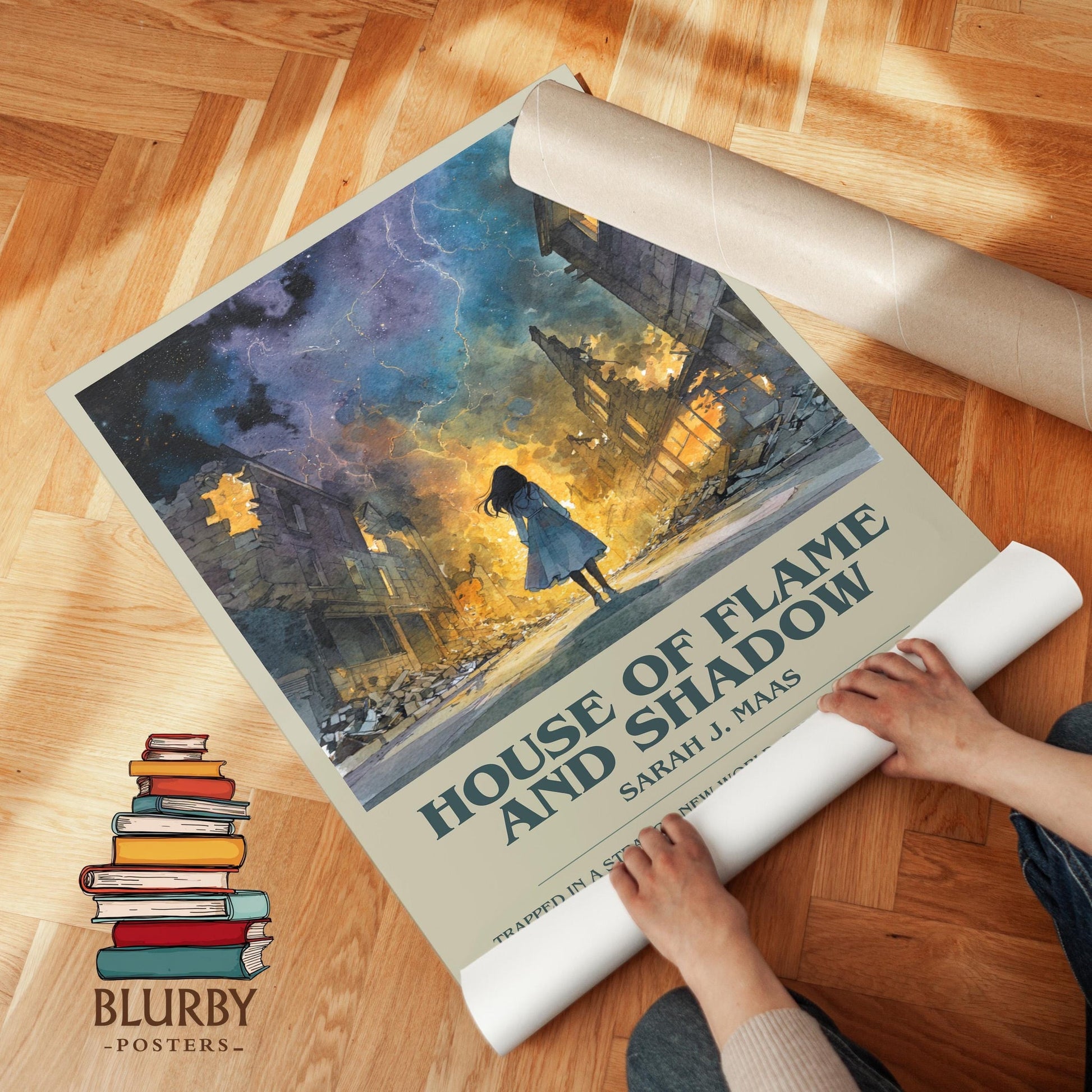 House Of Flame And Shadow book poster packaging – museum-quality print rolled in protective tube
