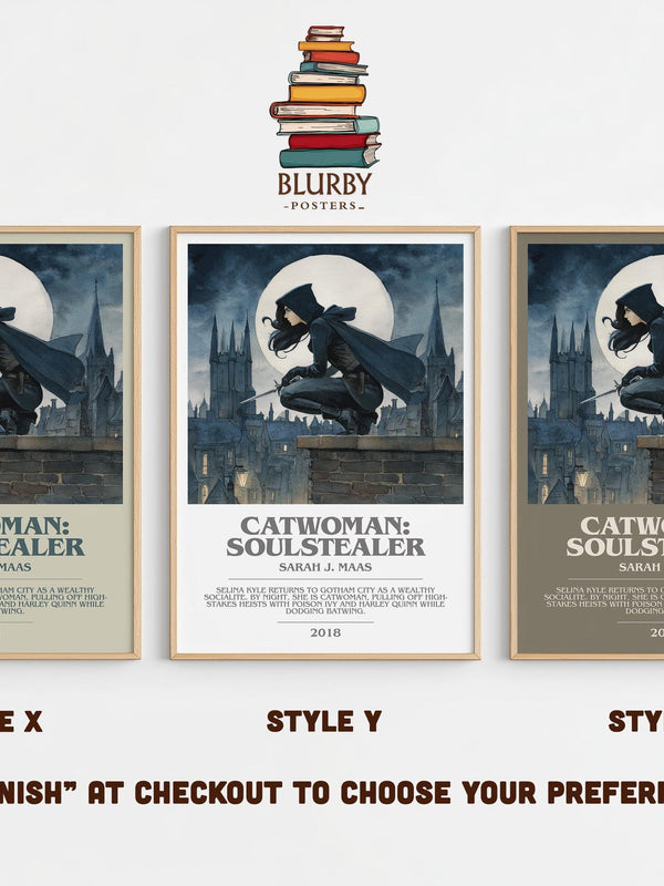 Catwoman: Soulstealer bookish poster colour and style options – Sarah J. Maas book art