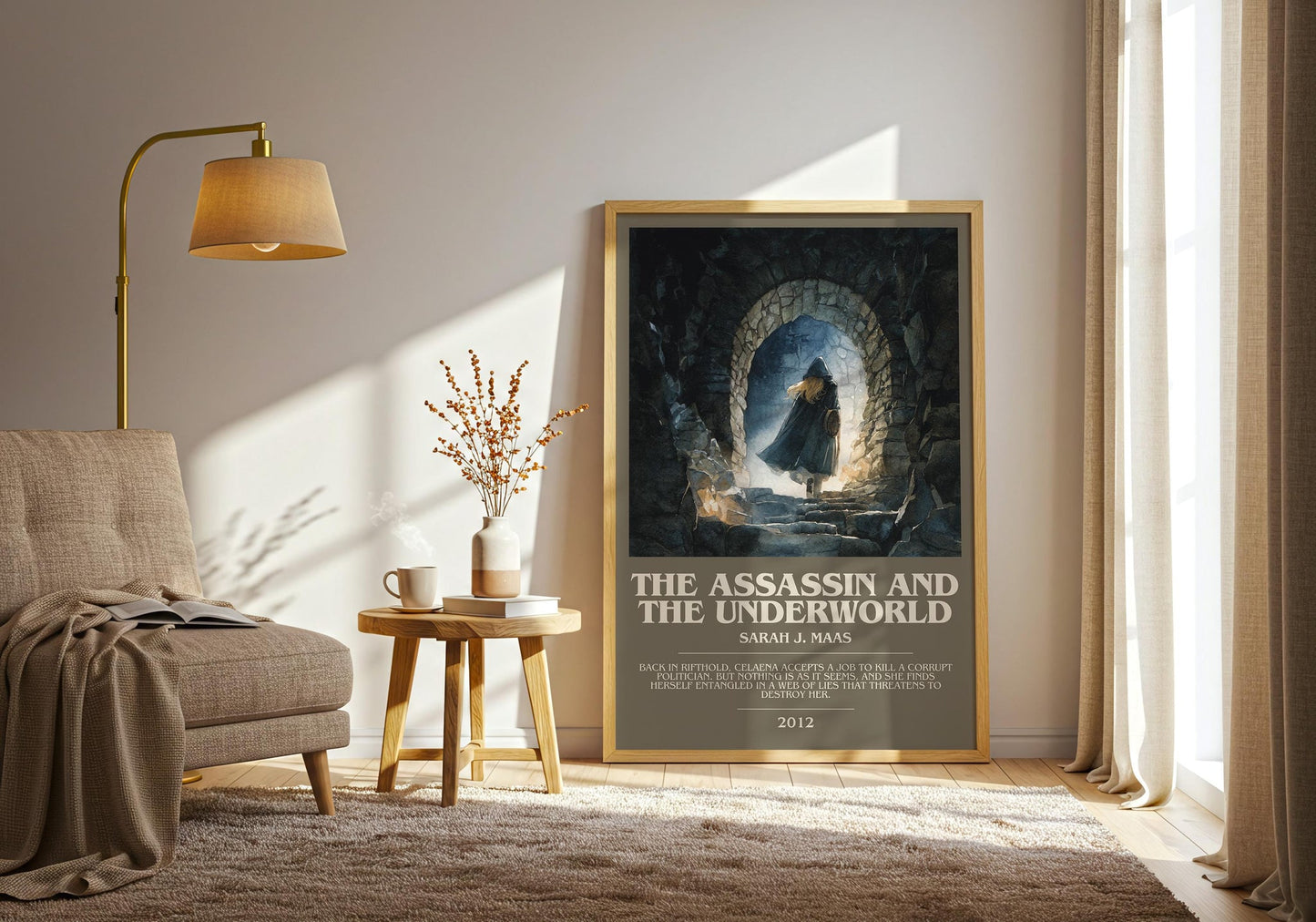 The Assassin And The Underworld bookish print on bookshelf – Sarah J. Maas fan gift