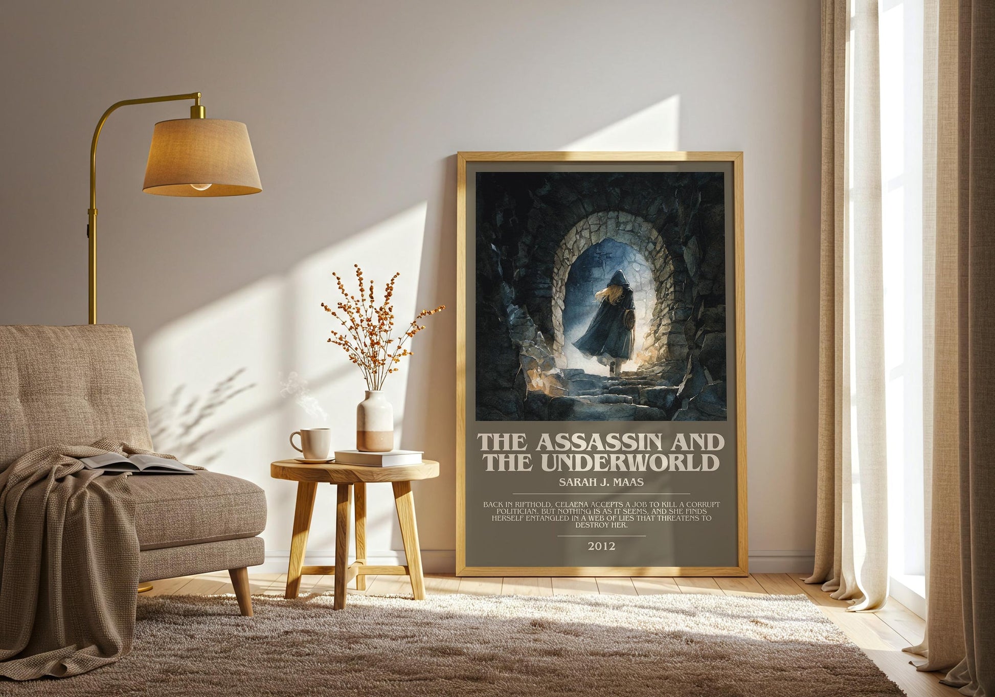 The Assassin And The Underworld bookish print on bookshelf – Sarah J. Maas fan gift