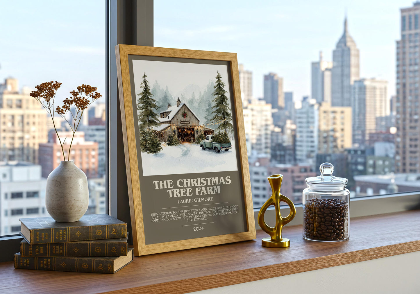 The Christmas Tree Farm bookish book poster framed on wall – romance wall art