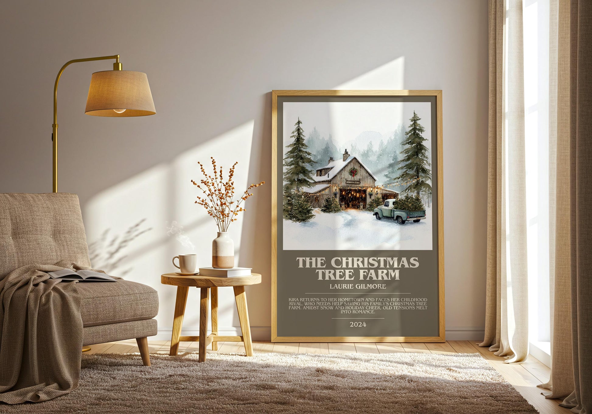 The Christmas Tree Farm bookish print on bookshelf – Laurie Gilmore fan gift