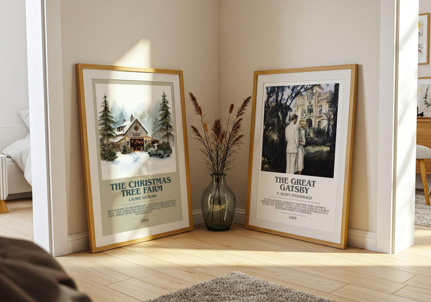 The Christmas Tree Farm bookish poster paired in gallery wall – literary art prints