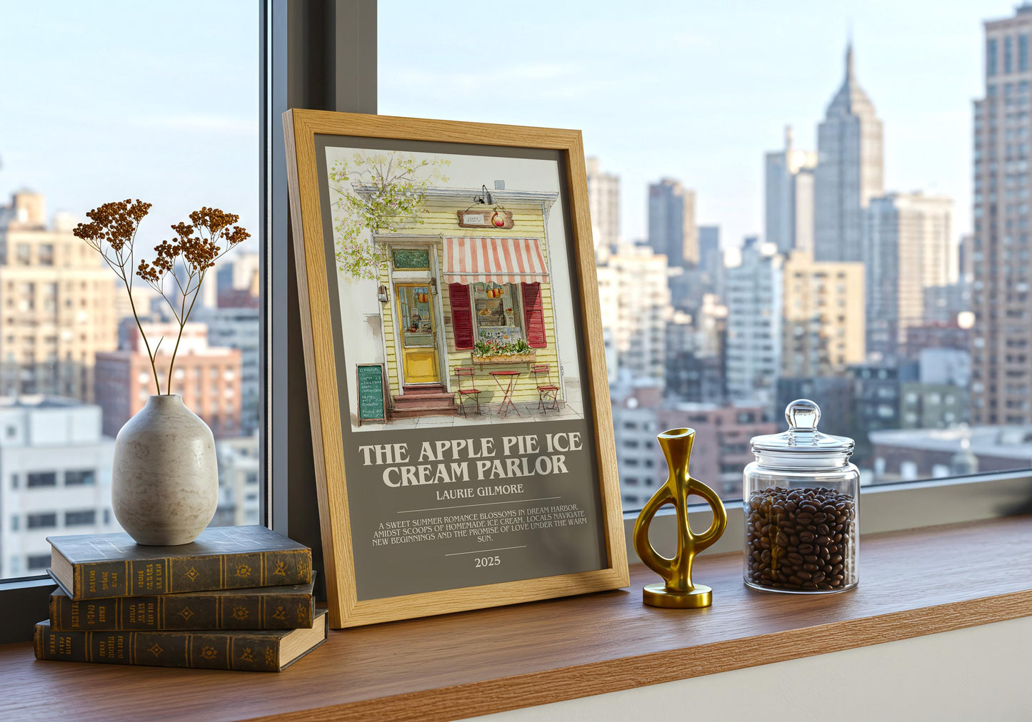 The Apple Pie Ice Cream Parlor bookish book poster framed on wall – childrens wall art