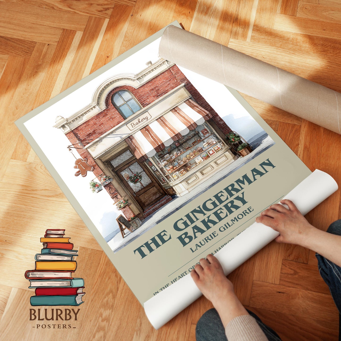 The Gingerman Bakery book poster packaging – museum-quality print rolled in protective tube
