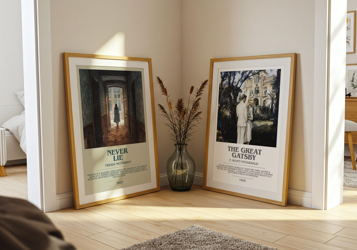 Never Lie bookish poster paired in gallery wall – literary art prints