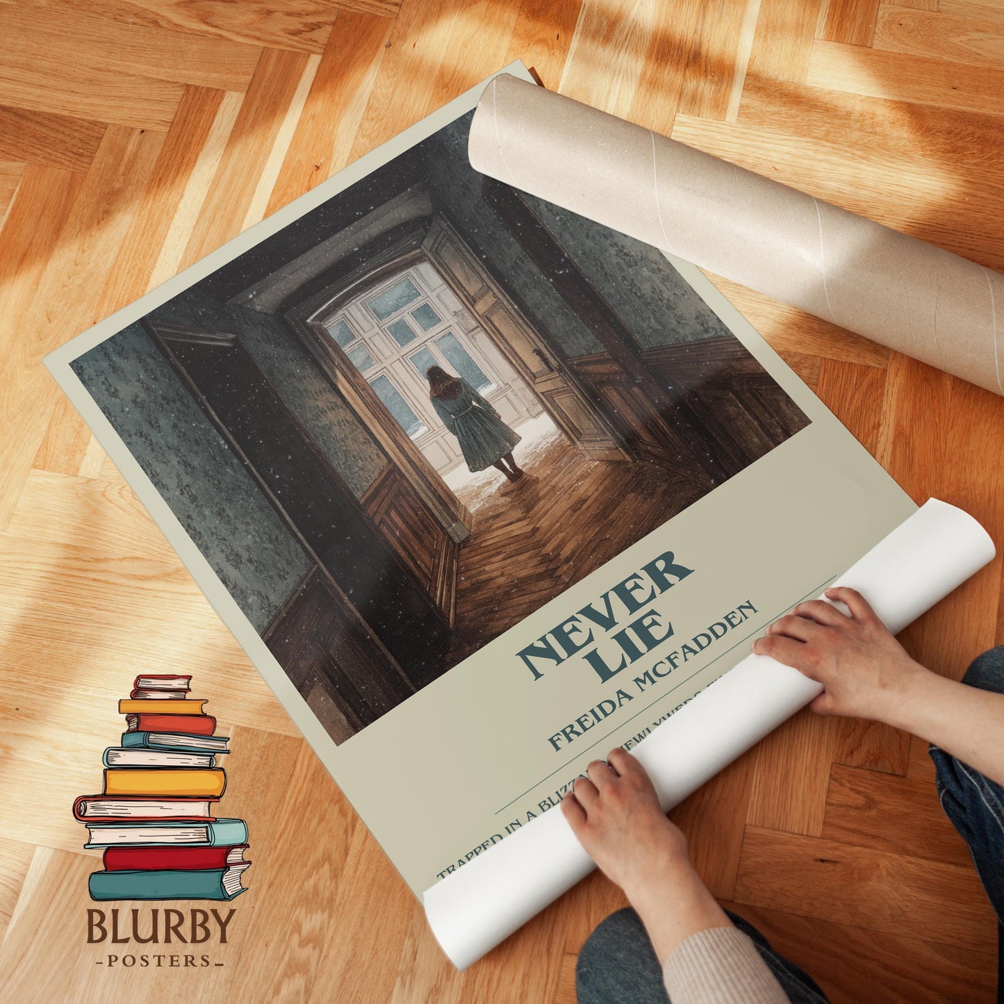 Never Lie book poster packaging – museum-quality print rolled in protective tube