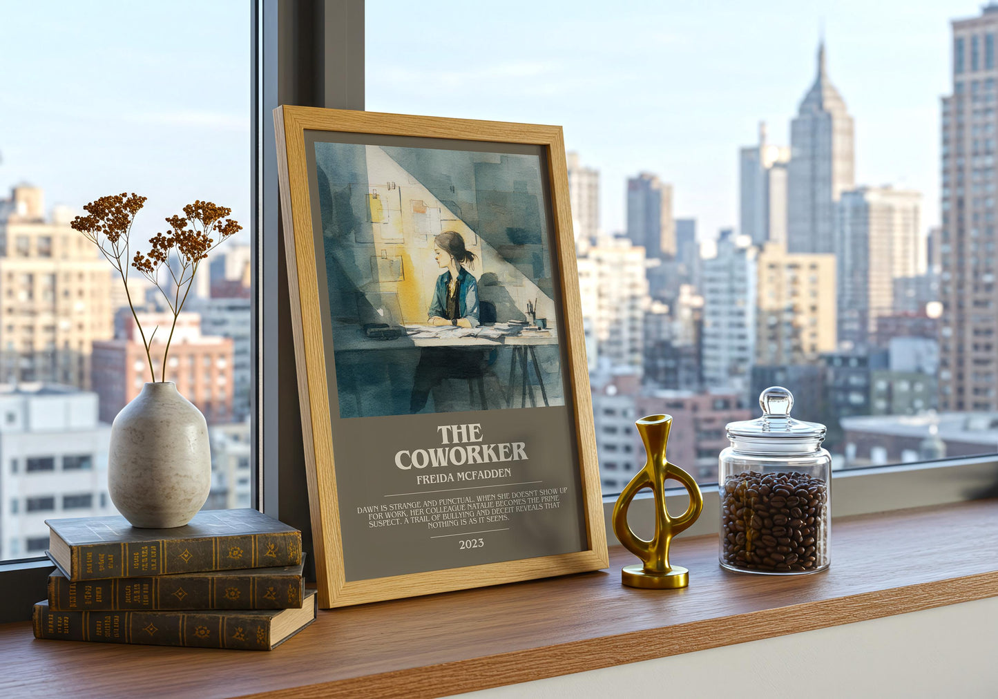 The Coworker bookish book poster framed on wall – thriller wall art