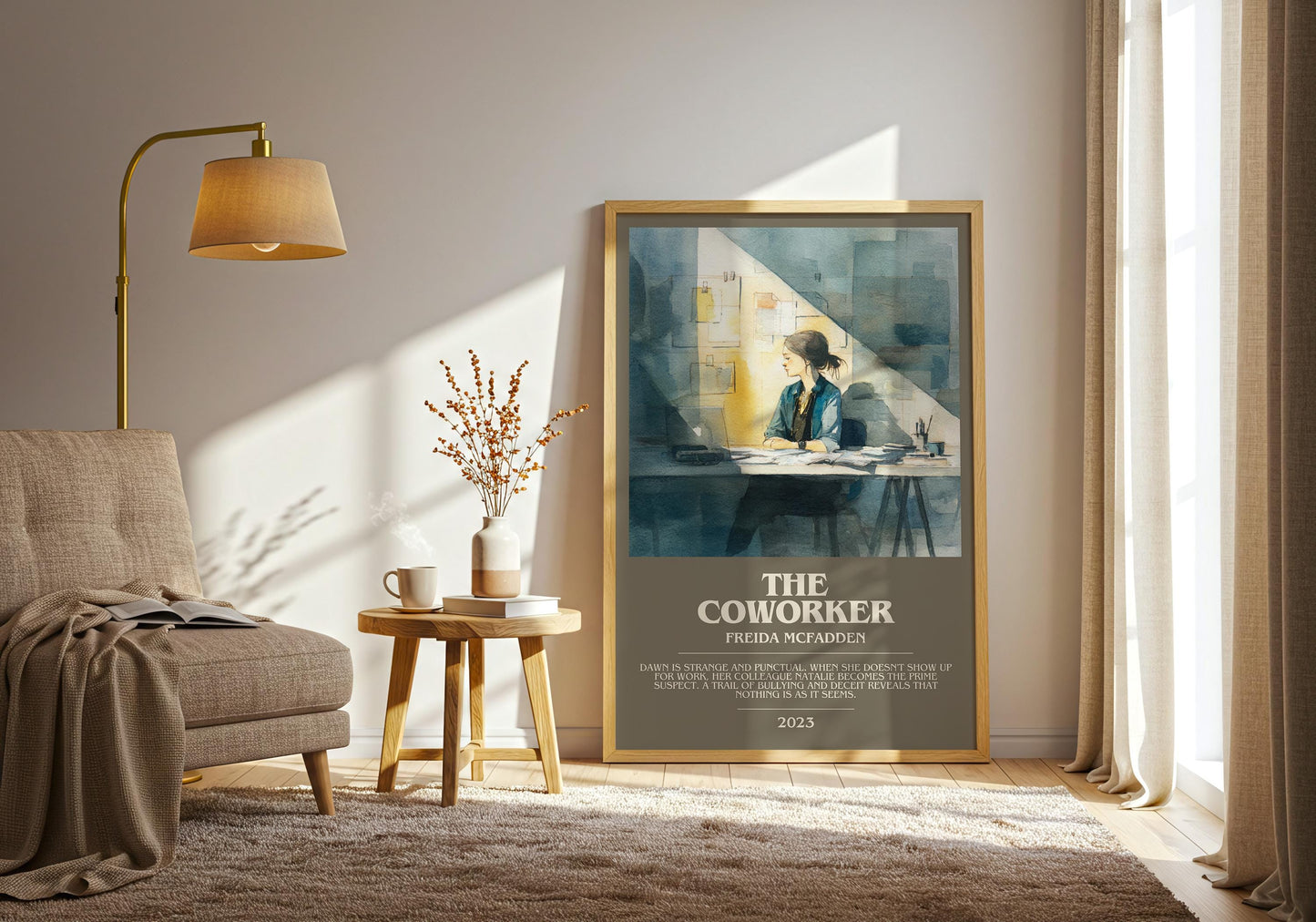 The Coworker bookish print on bookshelf – Freida McFadden fan gift