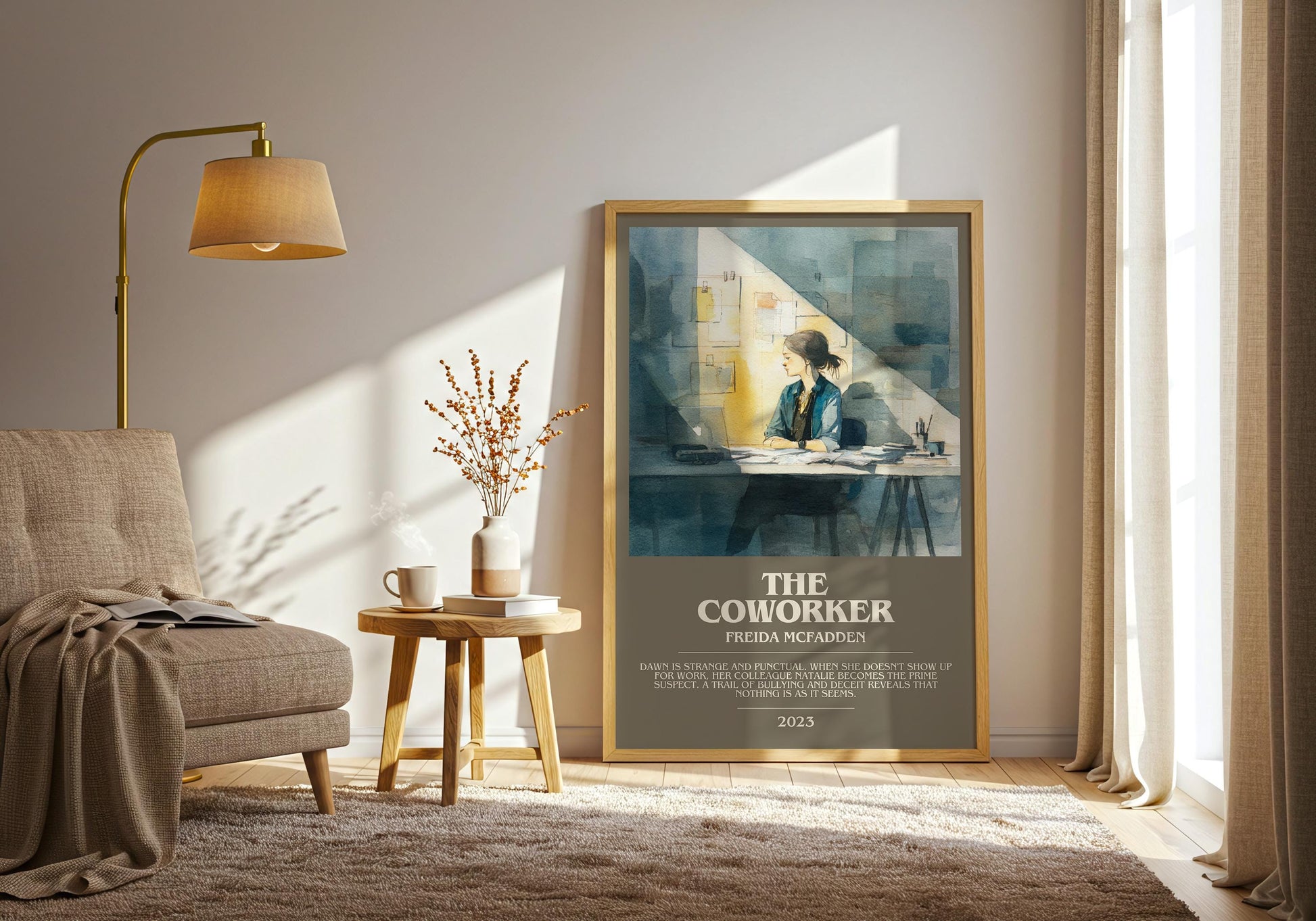 The Coworker bookish print on bookshelf – Freida McFadden fan gift